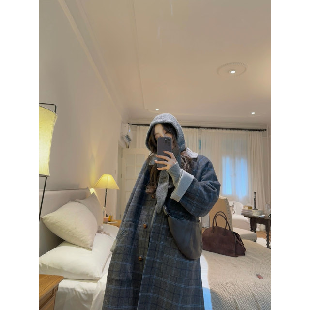 【现货4折】咖喱汤汤TGL【双面穿70羊毛】长款双面呢子大衣外套女