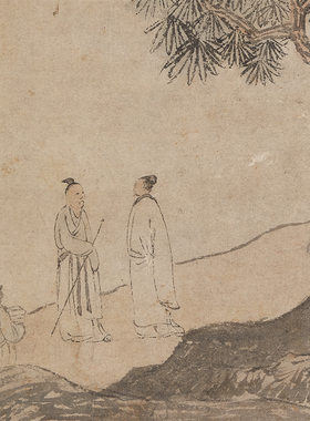 明唐寅暮春林壑台北故宫藏一比一复制品字画宣纸画心仿古山水