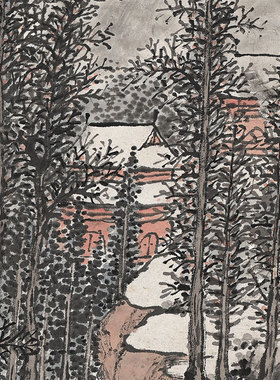 明俭山水四条屏国画四尺水墨画版画高清宣纸复制画客厅茶楼挂画