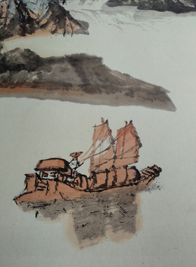 秦岭云山水横幅原作版画宣纸微喷复制画高清客厅办公室装饰画