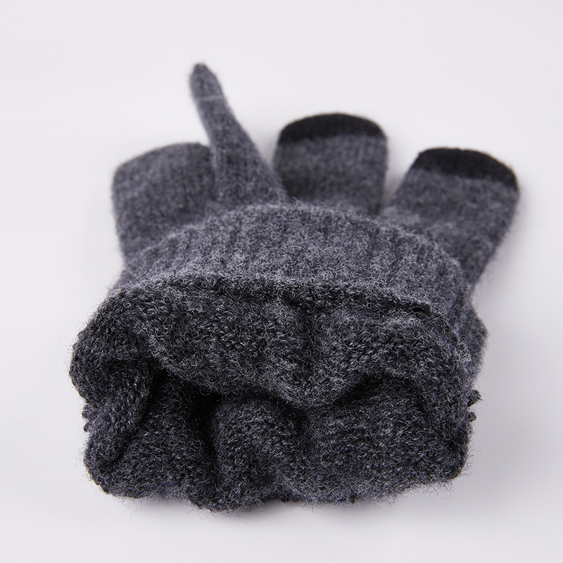 100%棉羊毛男士毛线手套冬季骑行防风保暖可触屏学生冬天骑车女厚 - 图2