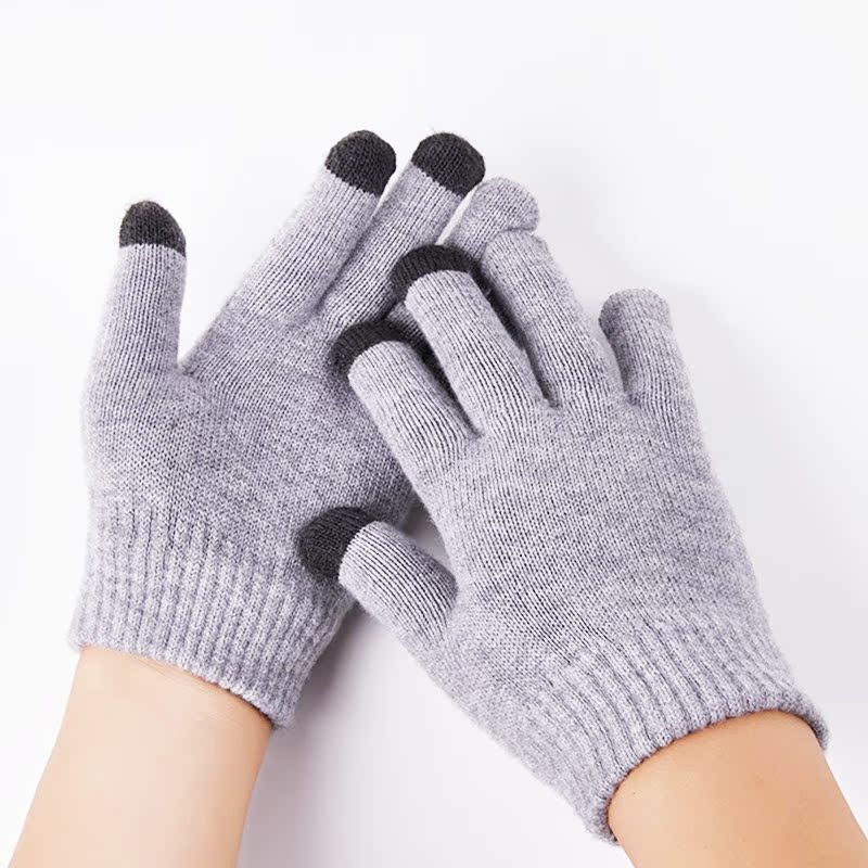 100%棉羊毛男士毛线手套冬季骑行防风保暖可触屏学生冬天骑车女厚 - 图1