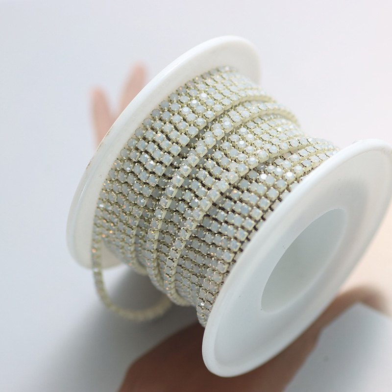 SS6 2mm蛋白色玻璃水钻彩色链条DIY饰品衣服装饰配件服装辅料钻链,淘宝优惠券,粉丝福利购,淘宝优惠卷