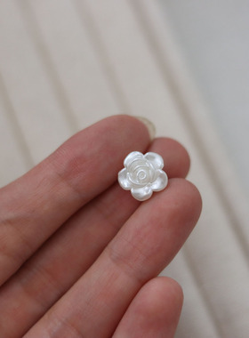 米白色仿珍珠玫瑰花DIY手缝配件