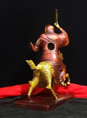 黄铜雷神铜像摆件九天应元雷神普化天尊神像供奉家居装饰铜工艺品
