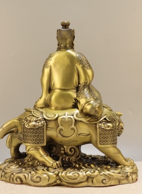 黄铜张天师神像摆件正一真人祖师带天眼坐像龙虎山张道陵天师铜像