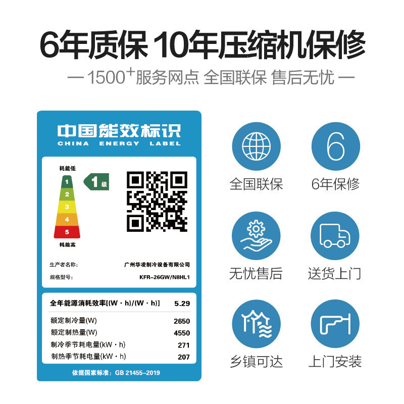 【新品首发】华凌新一级能效空调 黑狐电器空调