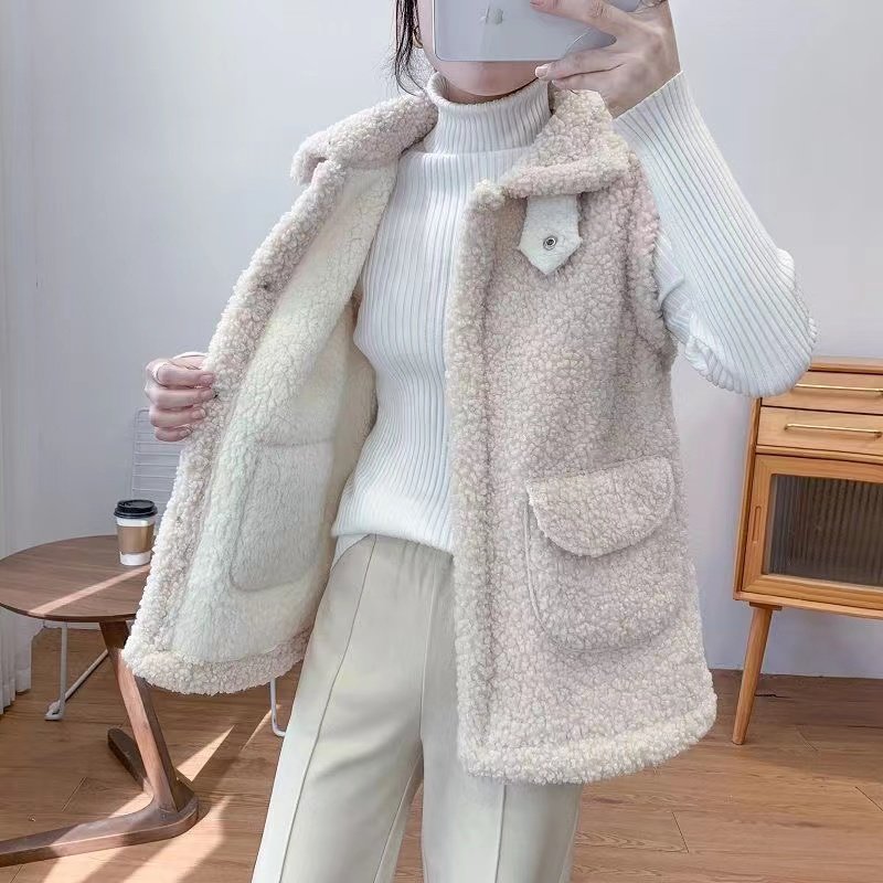 加厚羊羔毛颗粒绒马甲女2025冬新款短款韩版背心坎肩外套背心外套,淘宝优惠券,粉丝福利购,淘宝优惠卷