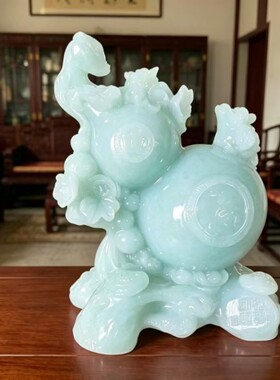 汗白玉纳福葫芦摆件招财