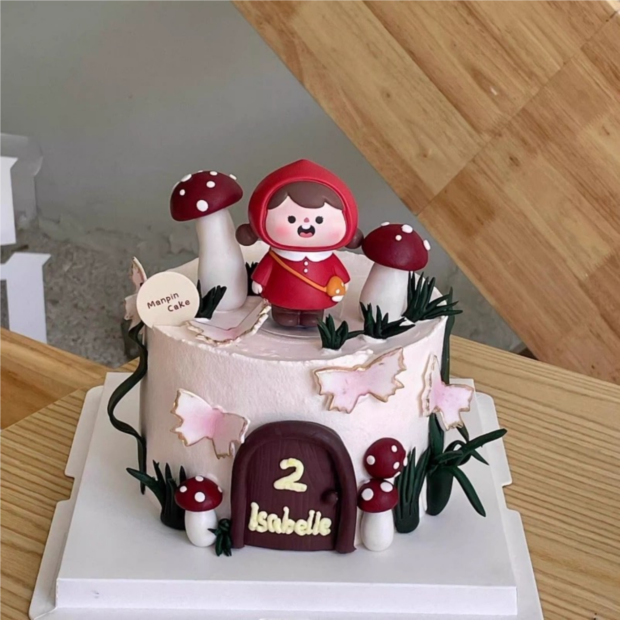 蘑菇女孩女宝宝生日蛋糕装饰摆件森林系小红帽卡通蘑菇仙人掌插件