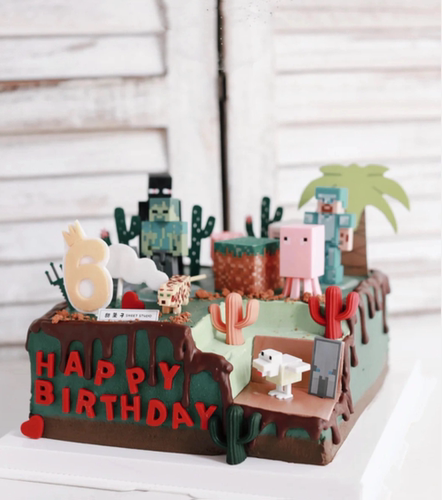 我的世界蛋糕装饰摆件minecraft生日布置配件主题甜品台积木插件 - 图1