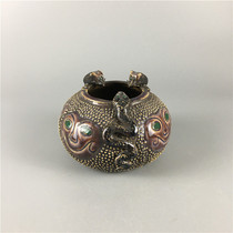 The Snake Rat Money Pot during the reign of the Great Qing Qianlong Period to the treasure Treasure Poly Basin Ancient Play Antique Home Decoration Collection