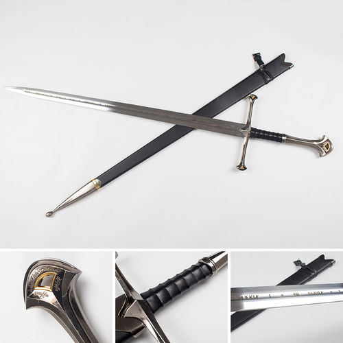魔戒指环王阿拉贡剑纳西尔圣剑经文版全金属剑武器模型道具未开刃 - 图0