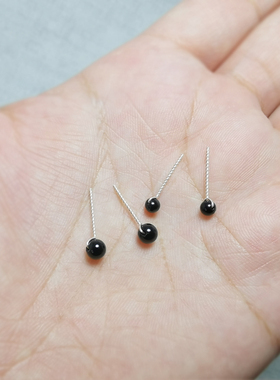 耳钉s999银黑色玛瑙手工情侣