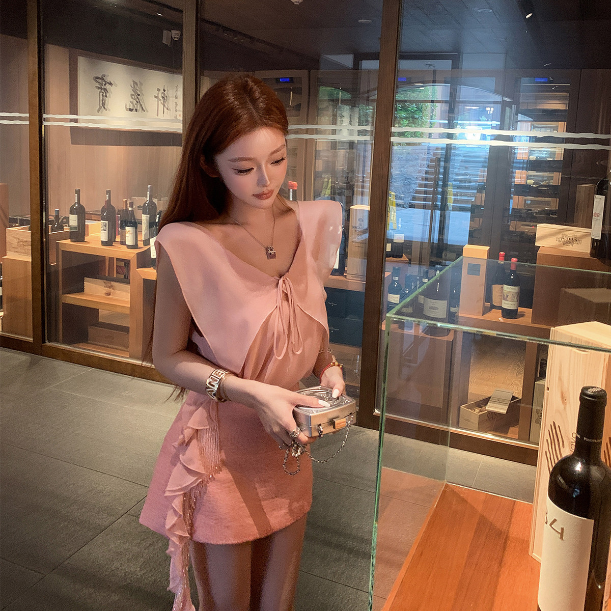 张林超LIN BOUTIQUE 迪士尼在逃miu系少女感粉色千金减龄雪纺套装,淘宝优惠券,粉丝福利购,淘宝优惠卷