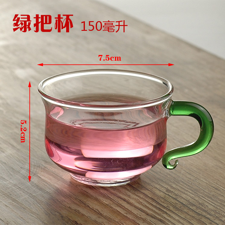 品茶杯 手工耐热玻璃把杯 品茗杯闻香杯双层杯小杯子 功夫小茶杯 - 图0