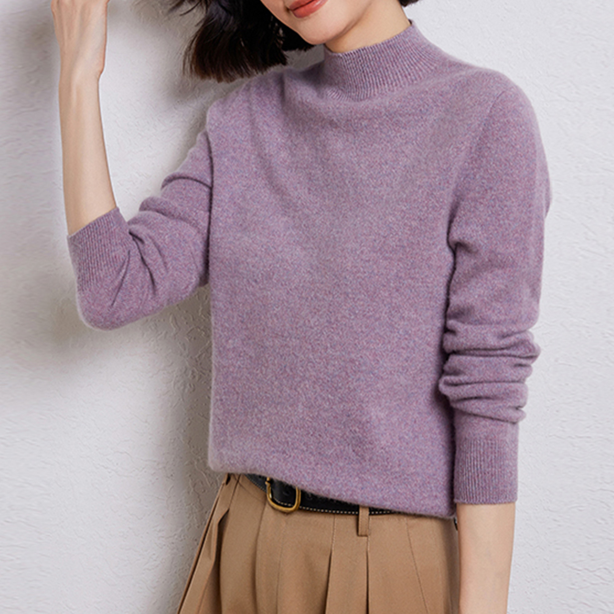 迪奥长袖半高领羊毛绒女100羊毛针织衫新款气质毛衣内搭薄打底衫,淘宝优惠券,粉丝福利购,淘宝优惠卷