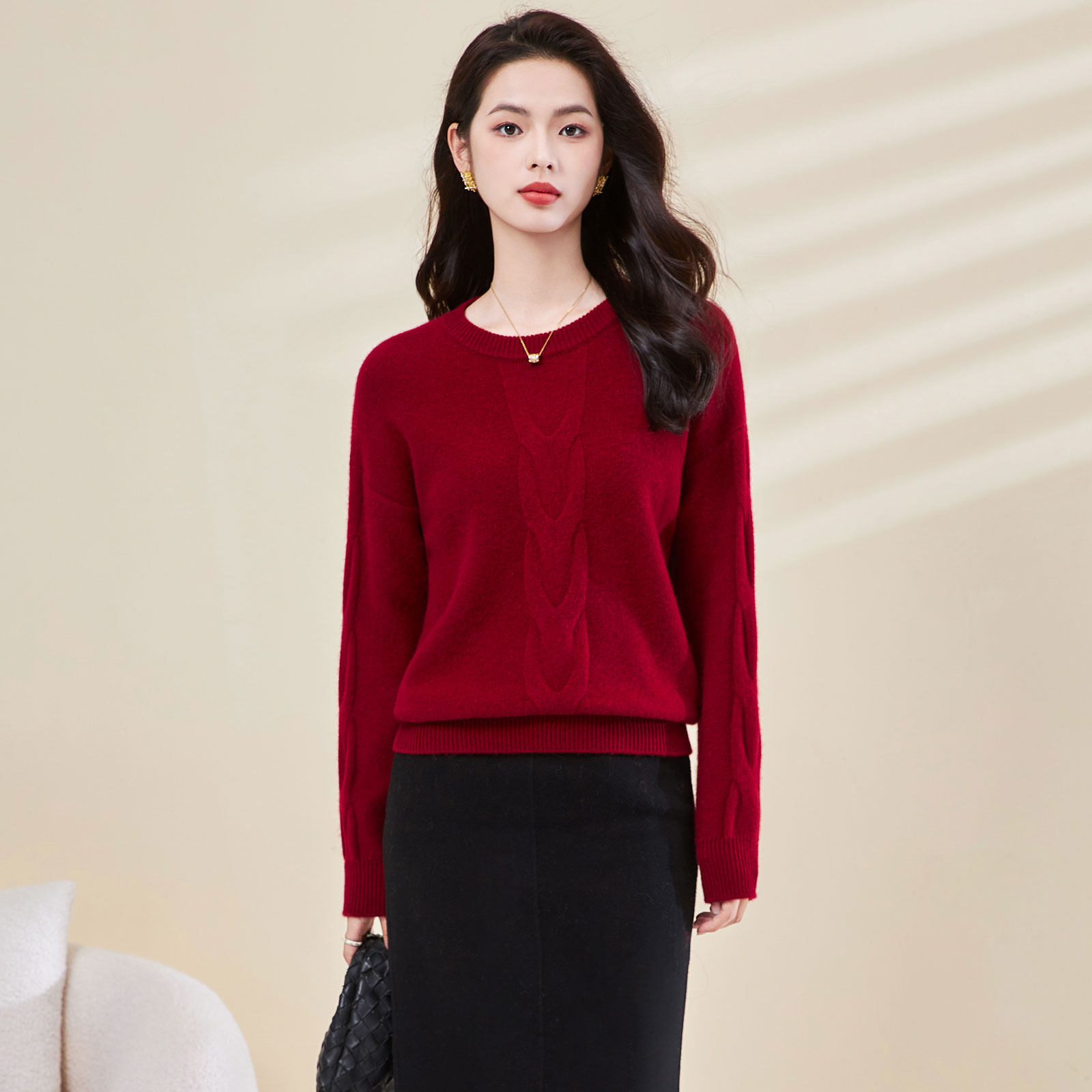 迪奥25秋冬新款圆领加厚大麻花慵懒风毛衣针织衫女时尚百搭打底衫,淘宝优惠券,粉丝福利购,淘宝优惠卷