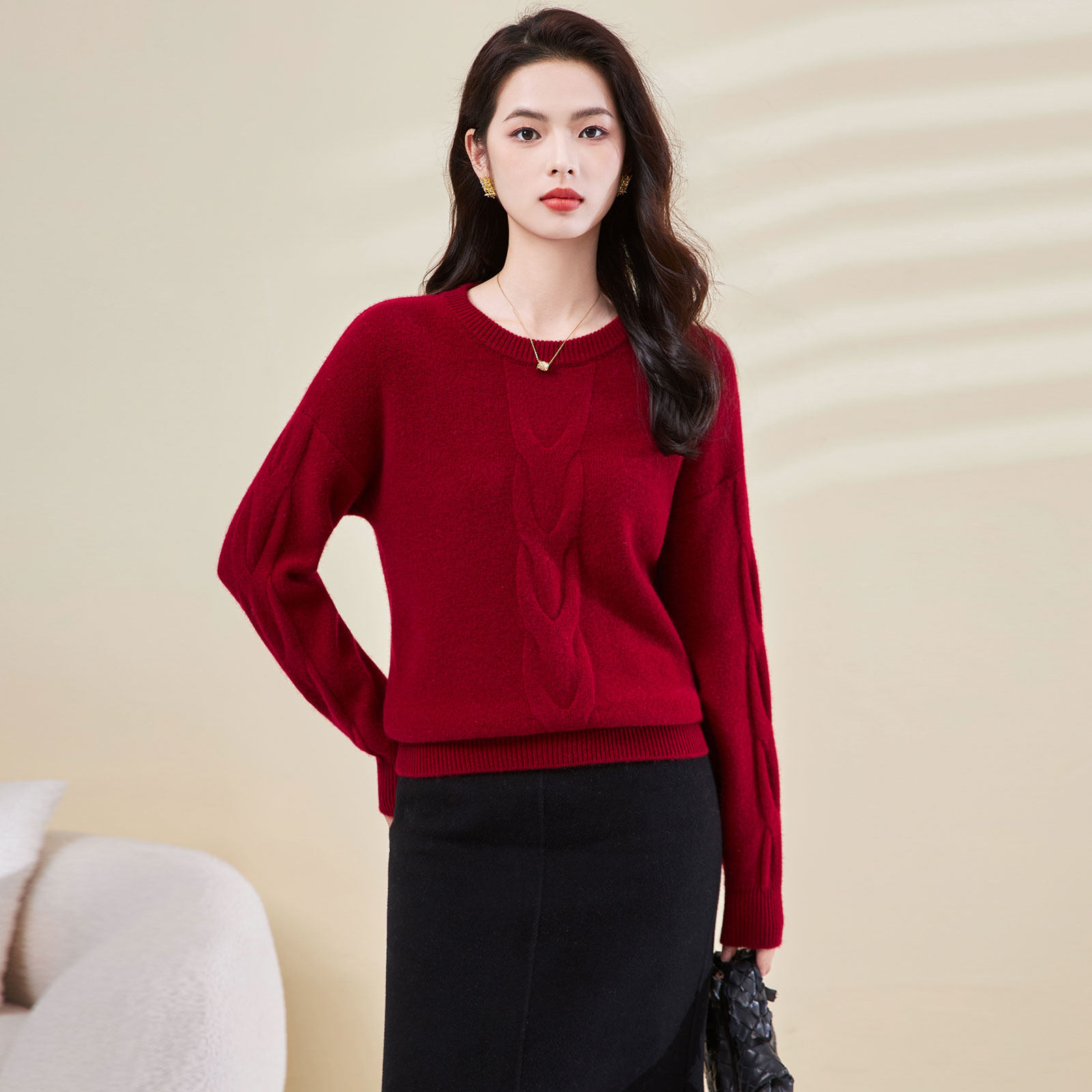 迪奥25秋冬新款圆领加厚大麻花慵懒风毛衣针织衫女时尚百搭打底衫,淘宝优惠券,粉丝福利购,淘宝优惠卷