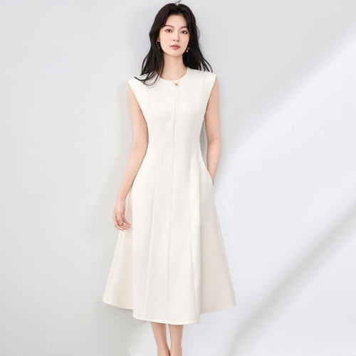 迪奥法式连衣裙女夏25新款高级感简约气质无袖中长裙女神范背心裙 - 图0