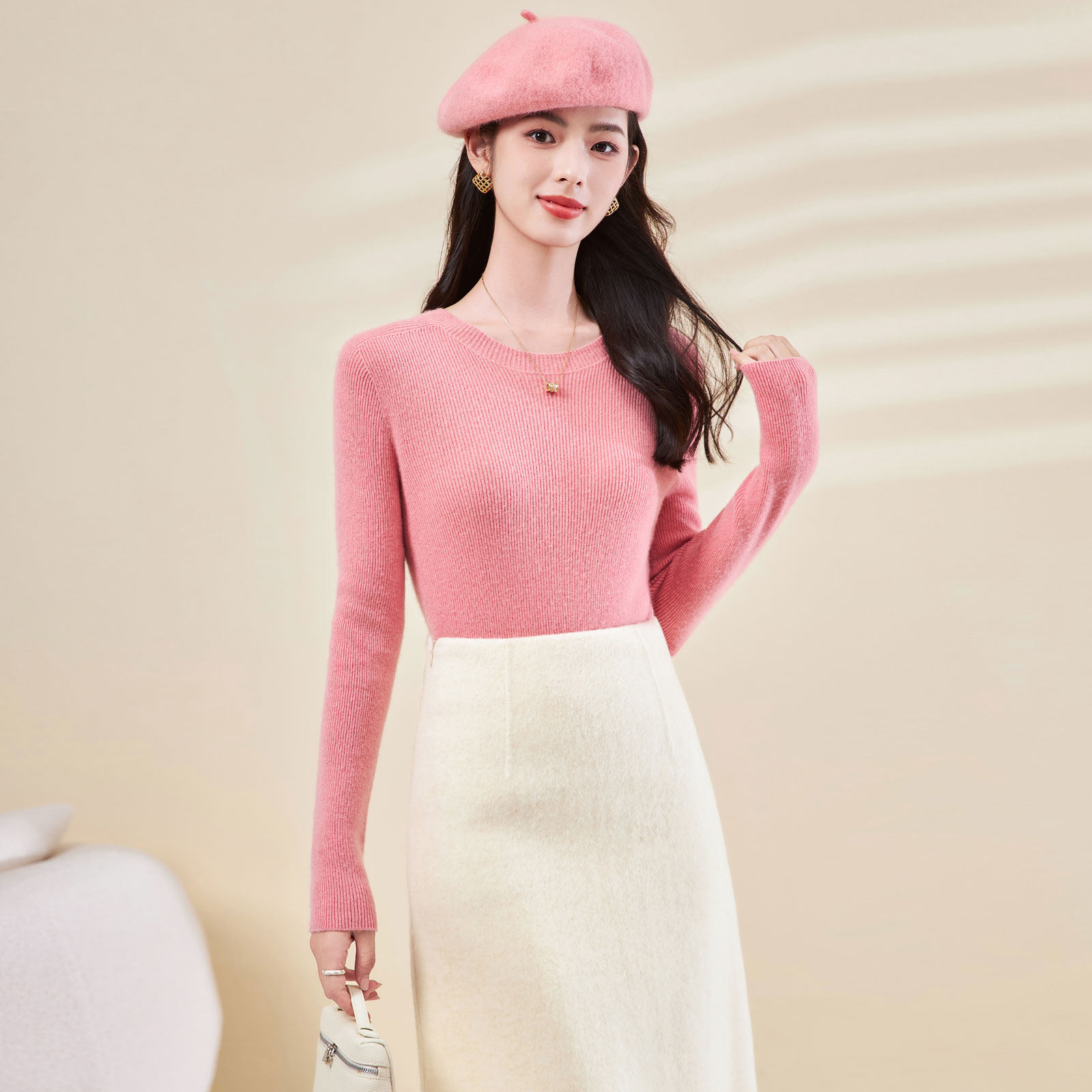 迪奥25秋冬新款高品质圆领修身显瘦针织打底衫时尚气质百搭毛衣女,淘宝优惠券,粉丝福利购,淘宝优惠卷