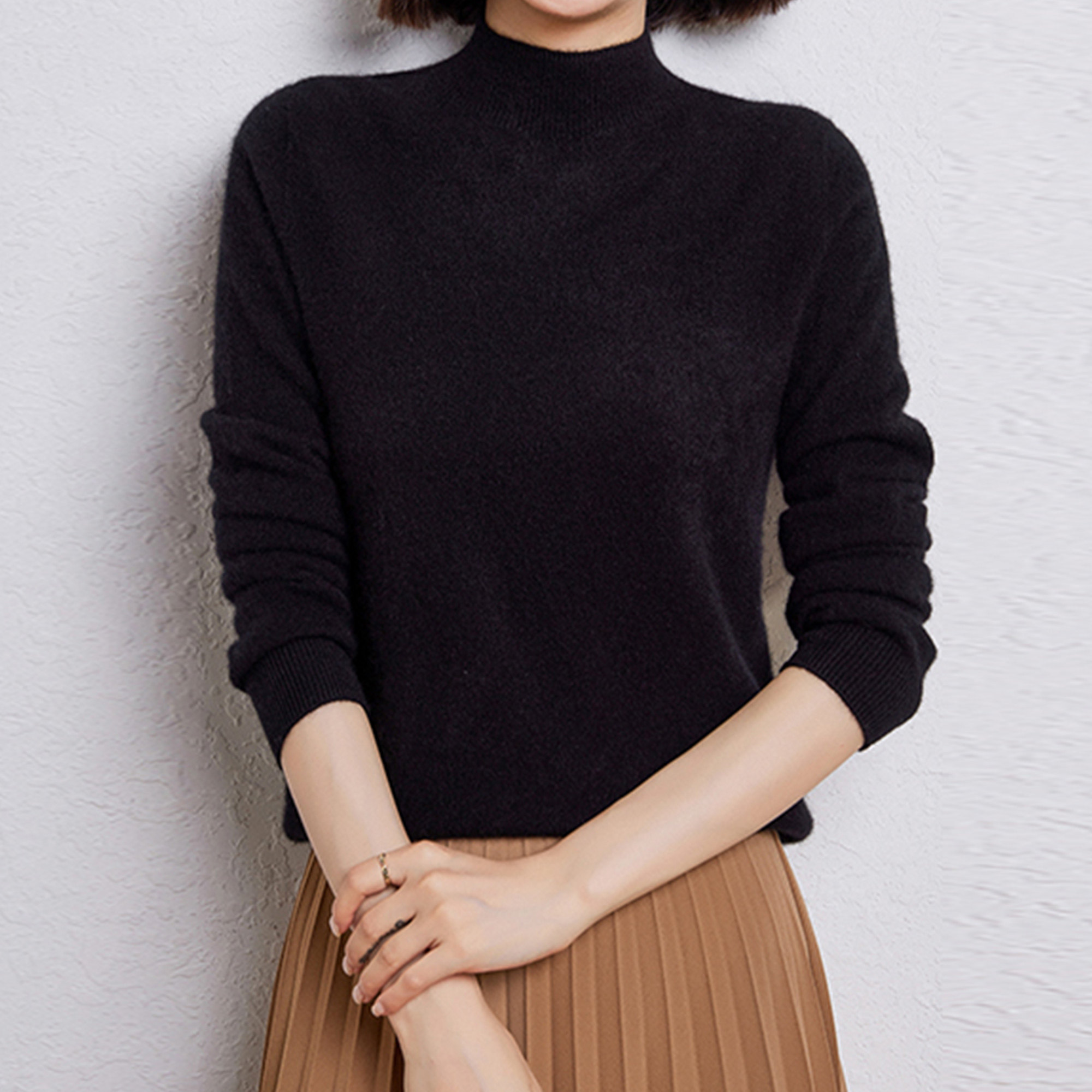 迪奥长袖半高领羊毛绒女100羊毛针织衫新款气质毛衣内搭薄打底衫,淘宝优惠券,粉丝福利购,淘宝优惠卷