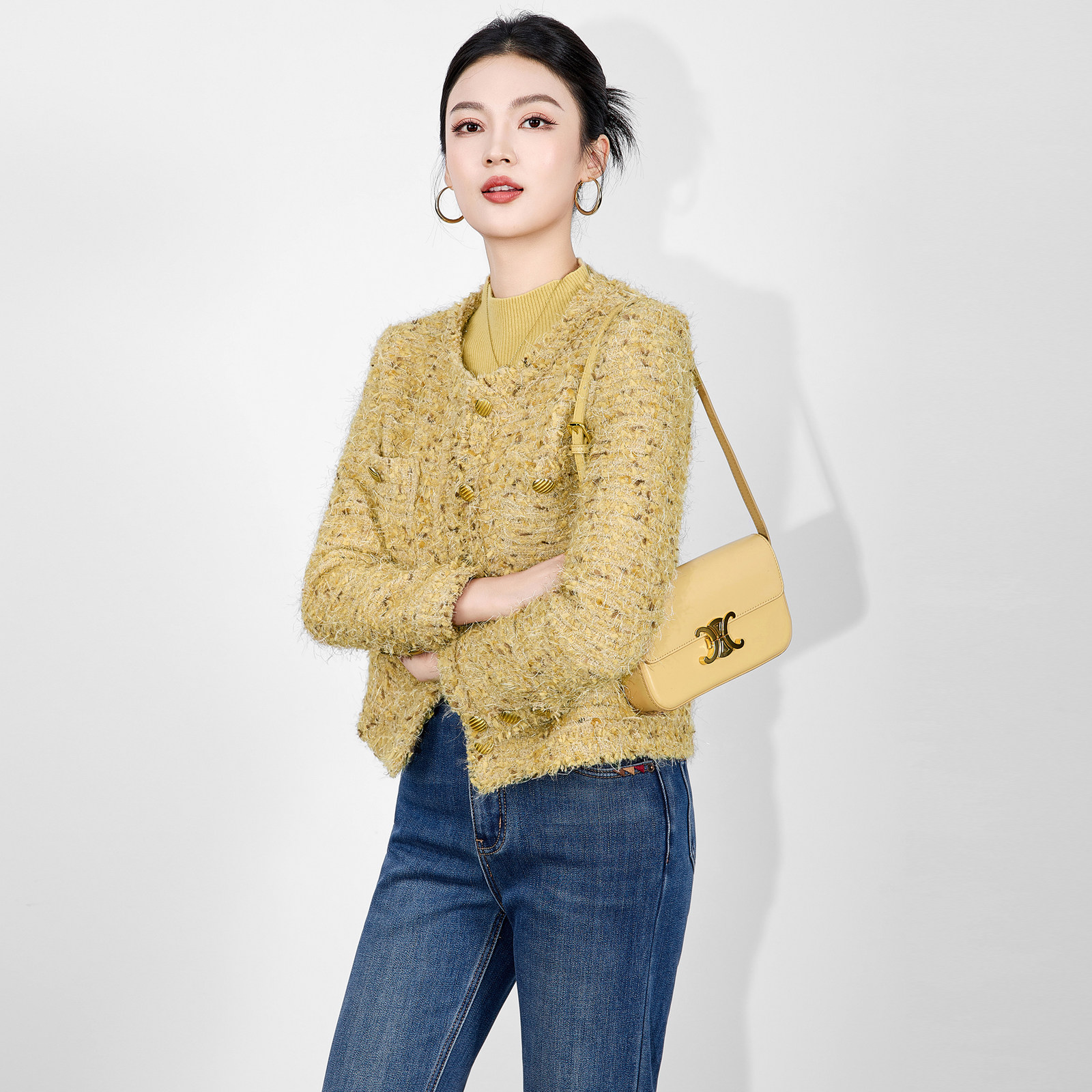 迪奥25秋冬氛围感小香风短外套女法式复古加厚超软羊毛粗花呢外套,淘宝优惠券,粉丝福利购,淘宝优惠卷