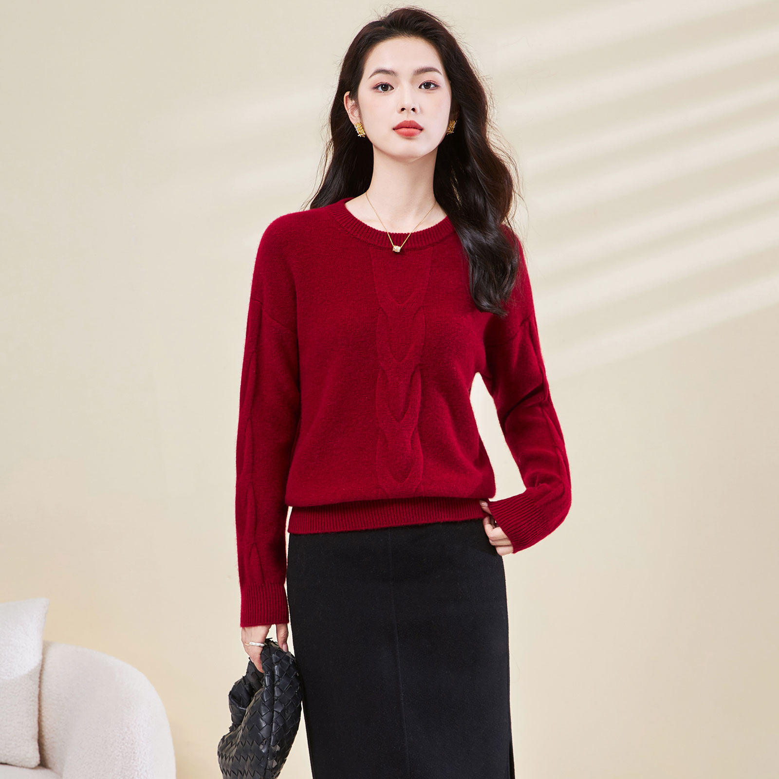 迪奥25秋冬新款圆领加厚大麻花慵懒风毛衣针织衫女时尚百搭打底衫,淘宝优惠券,粉丝福利购,淘宝优惠卷