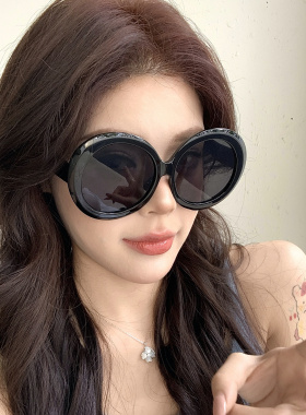 欧美超大框黑色圆框墨镜女潮大脸