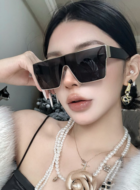 欧美连体大框黑色墨镜女防紫外线