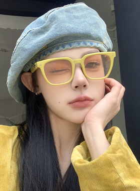 韩版方形渐茶色墨镜女方圆脸显瘦