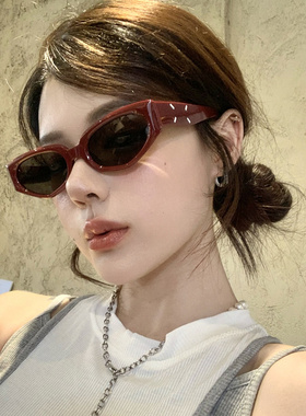韩版猫眼复古红色墨镜女防紫外线