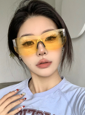 韩版男女个性无框连体墨镜防风沙