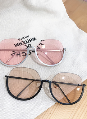 复古港味半框茶色大框女原宿墨镜