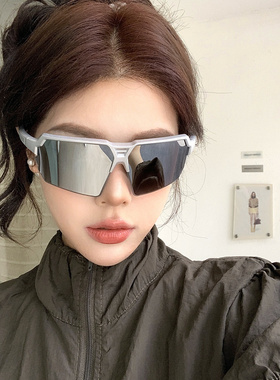 欧美户外运动骑行银色太阳镜男女