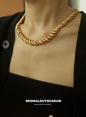 vintage项链厚金古董首饰AK等