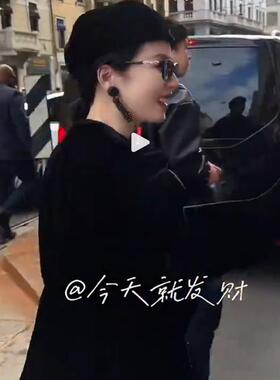 周雨彤米兰同款黑色贝雷帽秋冬