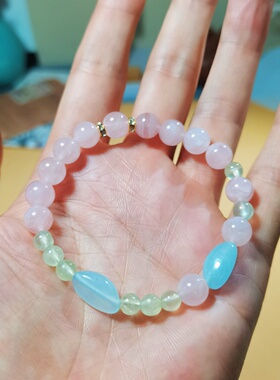 温柔雅致天秤座粉水晶葡萄石手串