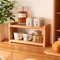 Desktop Solid Wood Shelve Cherry Wood Multilayer Containing Shelf Kitchen Table Top Seasoning Coffee Cup Subfinishing Shelf Display