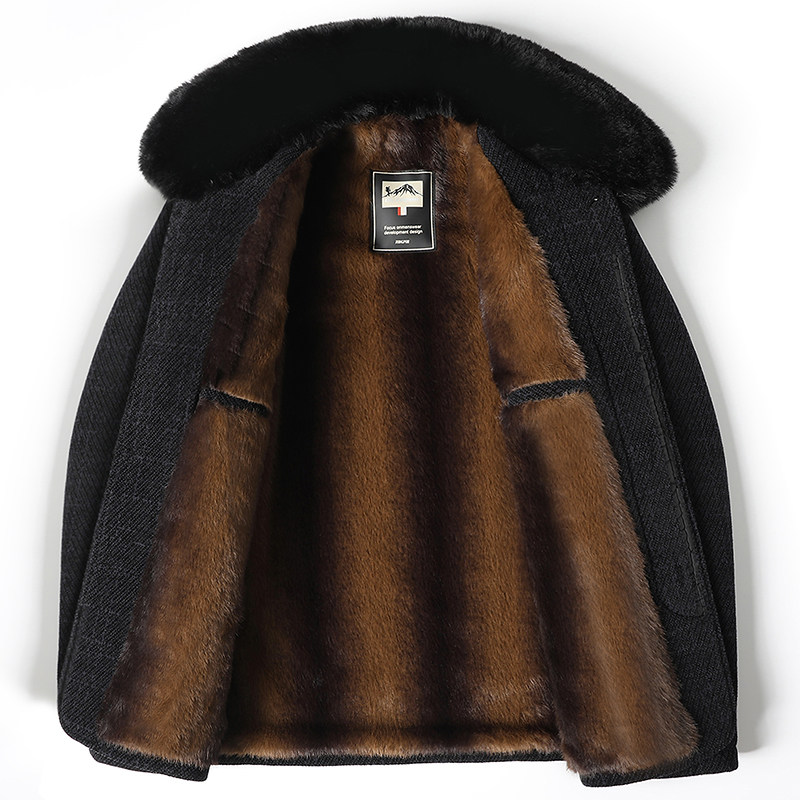 【皮尔卡丹】秋冬季中老年人毛呢大衣男加绒加厚爸爸毛呢外套棉衣,淘宝优惠券,粉丝福利购,淘宝优惠卷