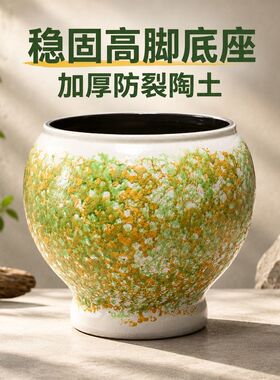 大口径绿植花盆粗陶透气养根