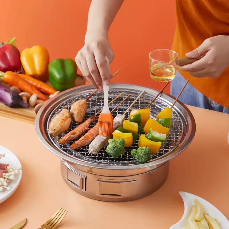Korean charcoal oven household smokeless barbecue pot round merchant outdoor portable charcoal barbecue oven carbon stove