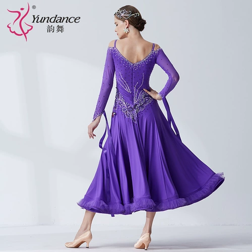 Yundance Rhyme Dance Spring New National Standard Modern Dance Flouing Платье для упражнений Waltz Waltz