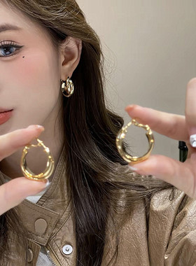 金色交叉圈圈轻奢小众气质耳环