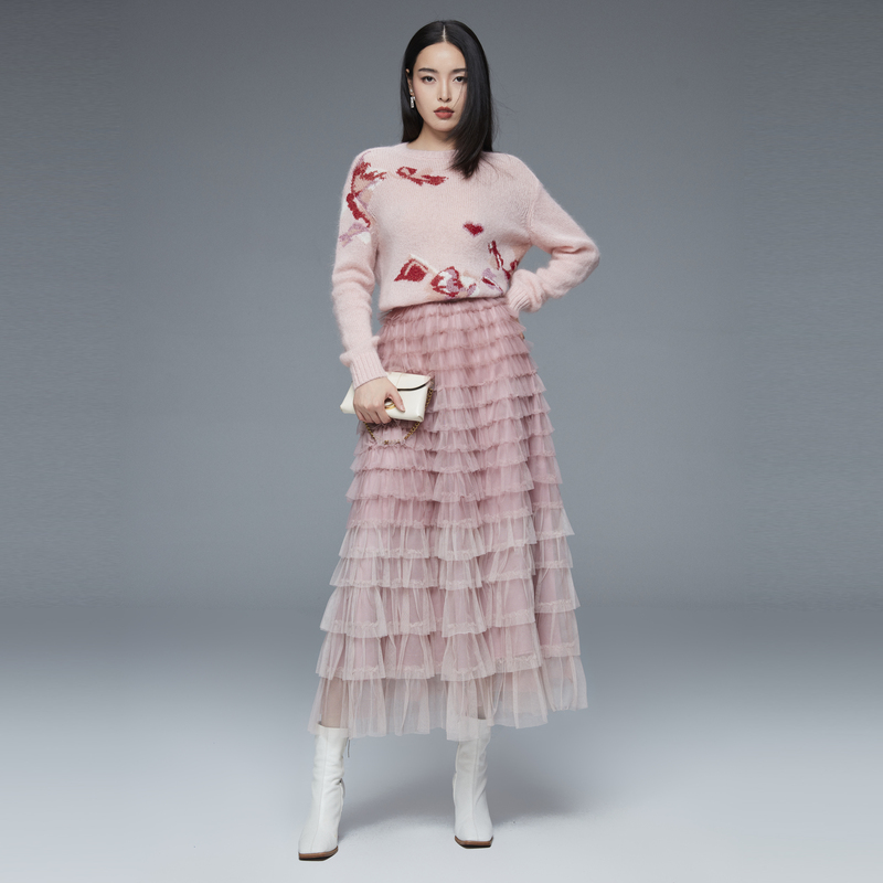 芭蒂娜蓬蓬2021新款粉色高腰蛋糕裙 芭蒂娜服饰半身裙