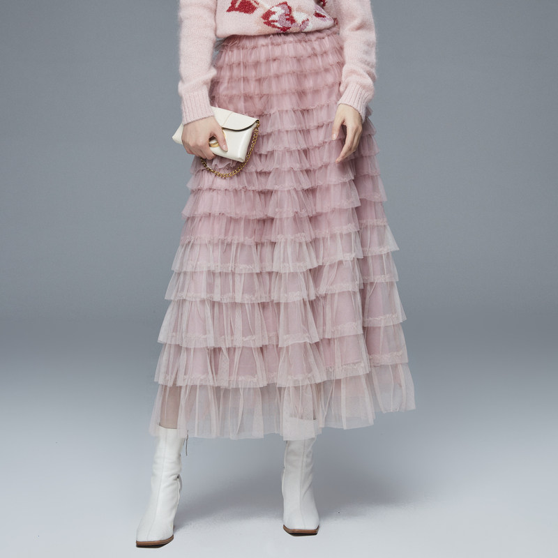 芭蒂娜蓬蓬2021新款粉色高腰蛋糕裙 芭蒂娜服饰半身裙