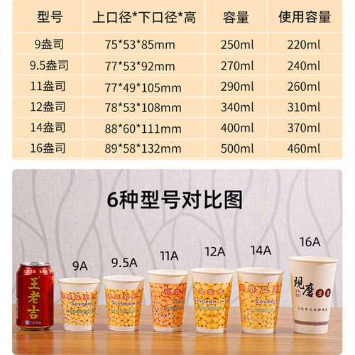 一次性豆浆杯子带盖商用定制加厚早餐专用打包食品级现磨豆浆纸杯 - 图0