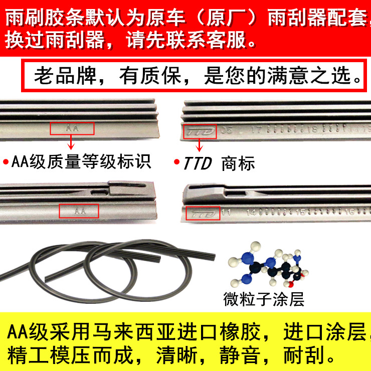 适用福特锐际锐界蒙迪欧致胜新福克斯嘉年华福睿斯翼虎雨刮器胶条