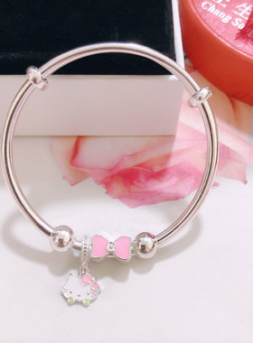 香港正生蝴蝶结kt猫学生宝宝手镯