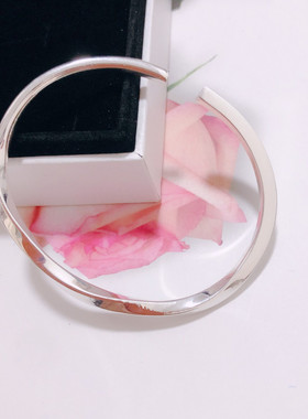 香港正生莫比乌斯实心纯银手镯足银999女抖音开口四方纽纹手环